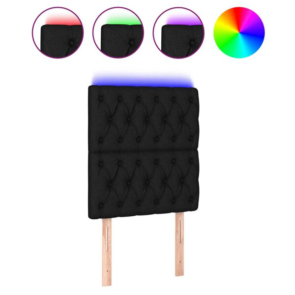 vidaXL LED uzglavlje crno 80x7x118/128 cm od tkanine