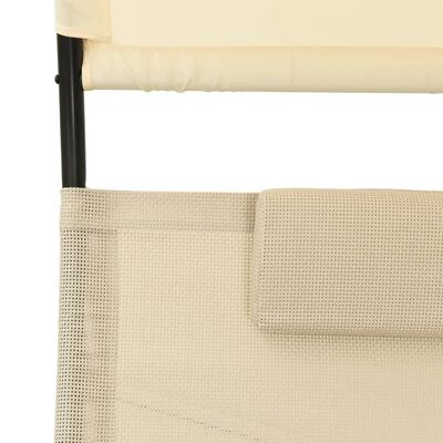 vidaXL Dvostruka ležaljka za sunčanje s krovom od tekstilena krem