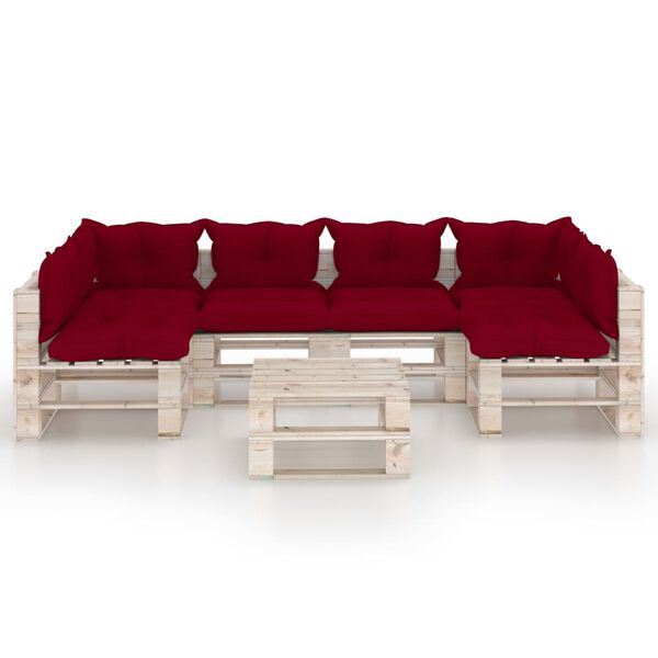 vidaXL 7-dijelna vrtna garnitura od paleta od borovine s jastucima