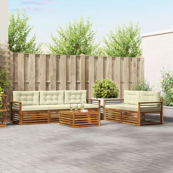 vidaXL Set vanjskih sofa s jastukom 6 pcs Prirodna i krem