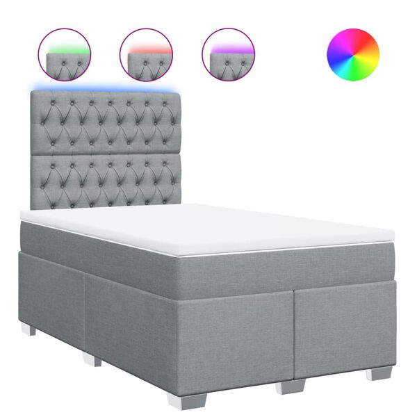 vidaXL Krevet s oprugama i madrac svjetlosivi 120 x 200cm od tkanine