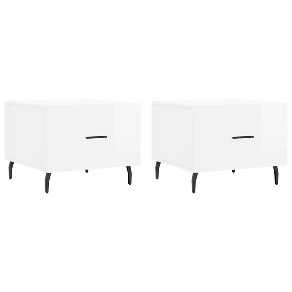 vidaXL Stolići za kavu 2 kom sjajni bijeli 50x50x40 konstruirano drvo