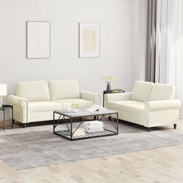 vidaXL 2-dijelni set sofa s jastucima krem bar&scaron;unasti