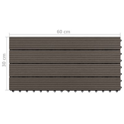 vidaXL Pločice za trijem 6 kom WPC 60 x 30 cm 1,08 m² tamnosmeđe