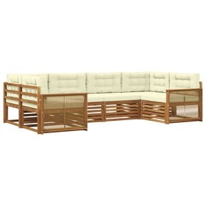vidaXL Set vanjskih sofa 6 kom. Prirodna i krem Čvrsto drvo akacije
