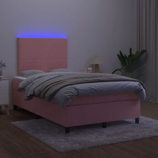 vidaXL Krevet box spring s madracem LED ružičasti 120x190cm bar&scaron;unasti