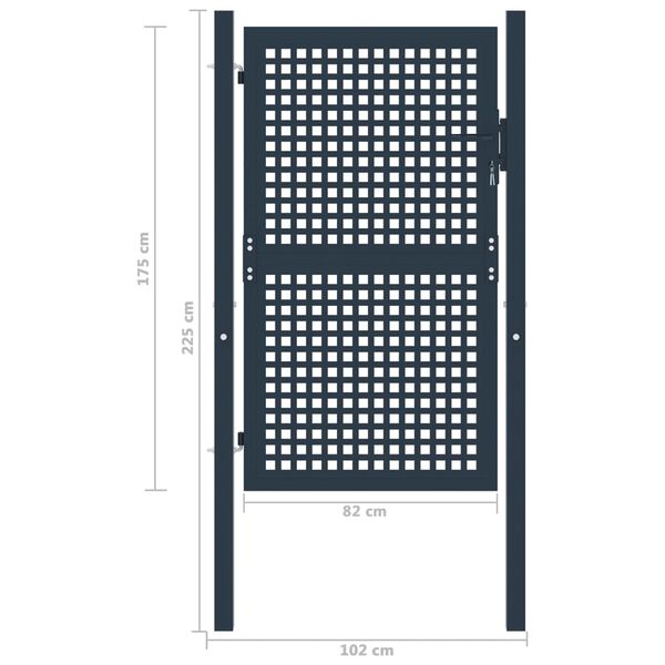 vidaXL Vrata za ogradu antracit 102 x 175 cm čelik