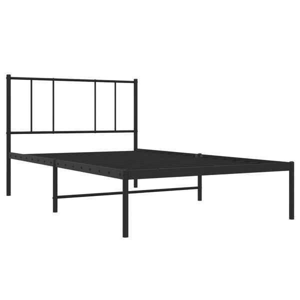 vidaXL Metalni okvir za krevet s uzglavljem crni 107x203 cm