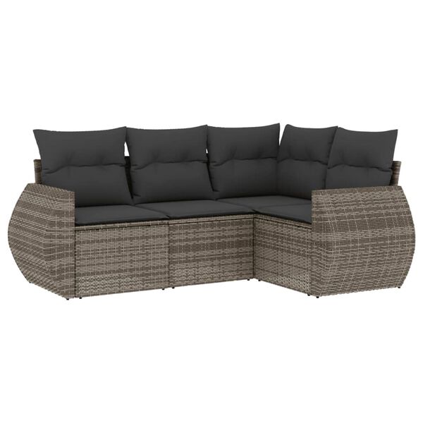 vidaXL 4-dijelni set vrtnih sofa od poliratana s jastucima sivi