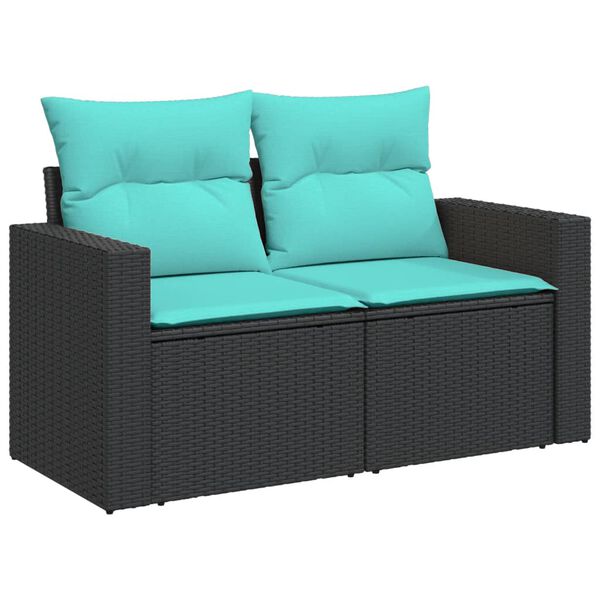 vidaXL 4-dijelni set vrtnih sofa od poliratana s jastucima crni