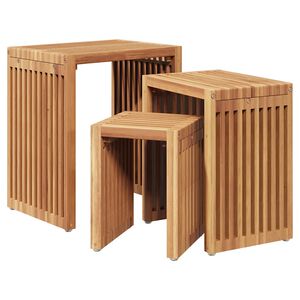 vidaXL Vrtni bočni stol 3 pcs Smeđa 33 x 44,5 x 51 cm Čvrsto teak drvo