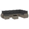vidaXL 9-dijelni set vrtnih sofa od poliratana s jastucima sivi