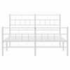 vidaXL Metalni okvir kreveta uzglavlje i podnožje bijeli 140 x 190 cm