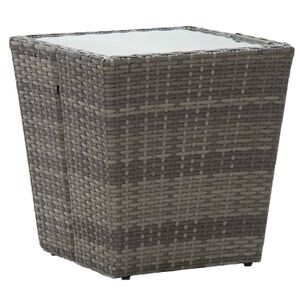 vidaXL Stolić za čaj sivi 41,5x41,5x43cm poliratana od kaljenog stakla