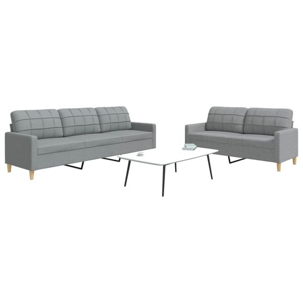 vidaXL 2-dijelni set sofa svjetlosivi od tkanine