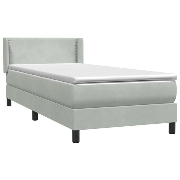 vidaXL Box Spring krevet s madracem svijetlo sivi 90x220 cm bar&scaron;un