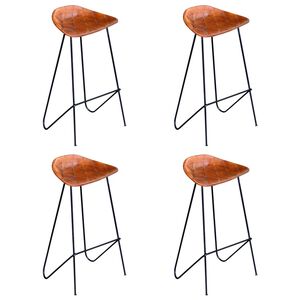 vidaXL Barske stolice od prave kože 4 kom smeđe