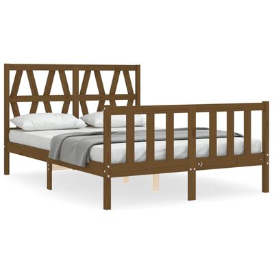 vidaXL Okvir kreveta s uzglavljem boja meda bračni masivno drvo