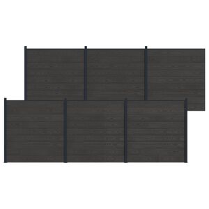 vidaXL Panel ograde 6 pcs WPC i aluminij Crna