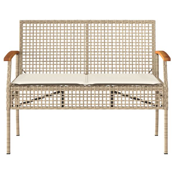 vidaXL Vrtna klupa s jastukom bež od poliratana i drva bagrema