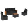 vidaXL 6-dijelni set vrtnih sofa s jastucima crni od poliratana
