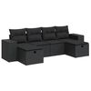 vidaXL 6-dijelni set vrtnih sofa s jastucima crni od poliratana