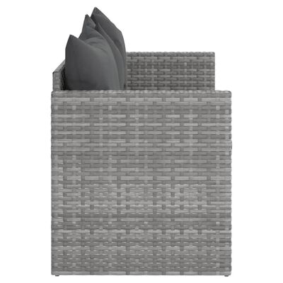 vidaXL Vrtni trosjed od poliratana s jastucima sivi