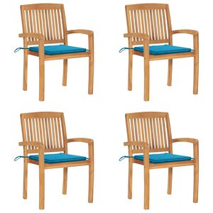 vidaXL Složive vrtne stolice s jastucima 4 kom od masivne tikovine