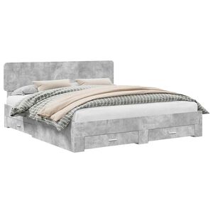 vidaXL Krevetna konstrukcija s ladicama Betonski sivi 200 x 200 cm