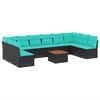 vidaXL 11-dijelni set vrtnih sofa od poliratana s jastucima crni