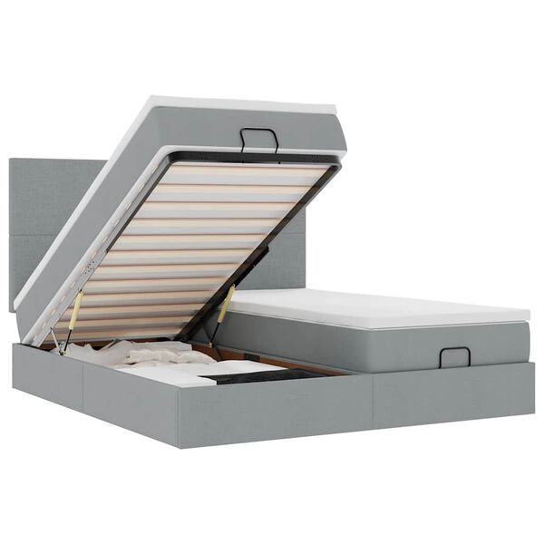 vidaXL Okvir kreveta s madracima svijetlosivi 200x200cm od tkanine