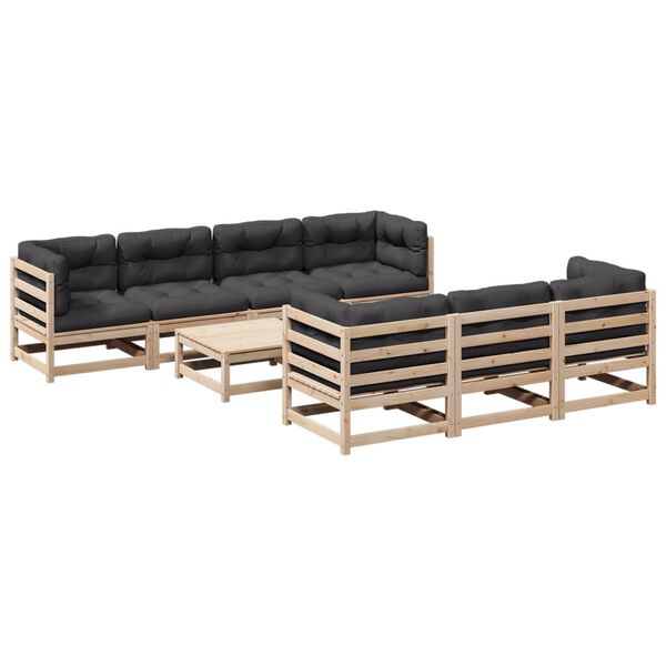 vidaXL 8-dijelni set vrtnih sofa s jastucima od masivne borovine