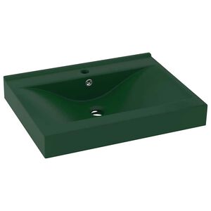 vidaXL Luksuzni umivaonik mat tamnozeleni 60 x 46 cm keramički