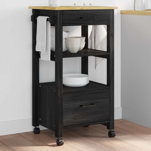 vidaXL Kuhinjski kolica Jednobojno Crna