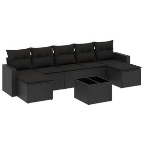 vidaXL 8-dijelni set vrtnih sofa od poliratana s jastucima crni