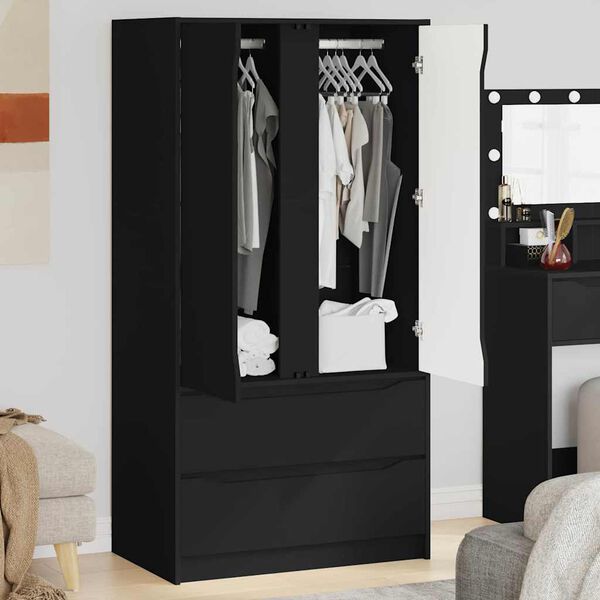 vidaXL Cabinet s ladicama Crna 79,5 x 49 x 156 cm Konstrukcijsko drvo