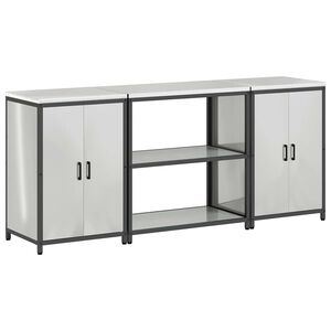 vidaXL Kuhinjski set za pohranu s policom 3 pcs Srebrno Cinkani čelik