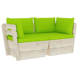 vidaXL Vrtni dvosjed od paleta od smrekovine s jastucima