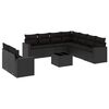 vidaXL 10-dijelni set vrtnih sofa s jastucima crni od poliratana