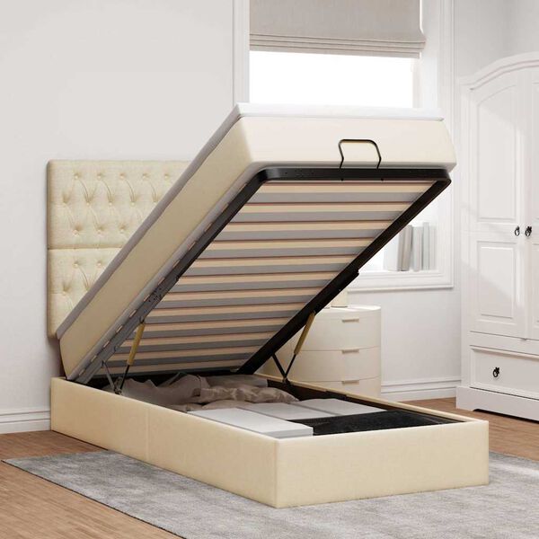 vidaXL Otomanski okvir kreveta s madraca krem 100x200cm od tkanine