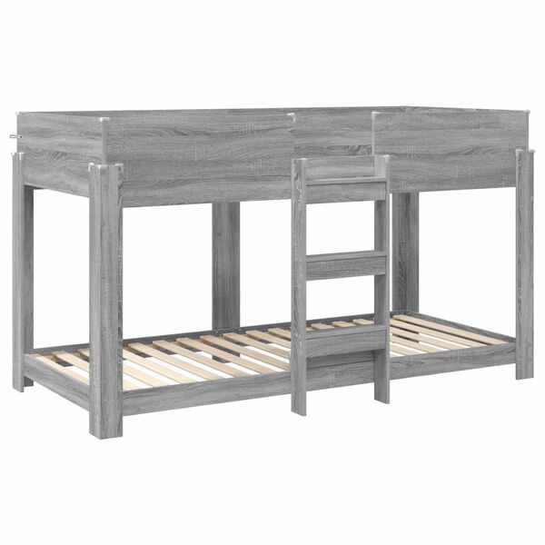 vidaXL Krevet na kat za djecu s madracem Siva Sonoma 100 x 190 cm