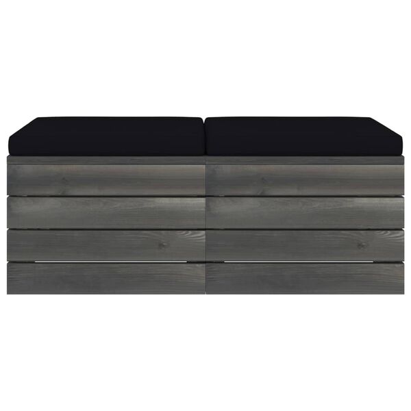 vidaXL Vrtni otomani od paleta 2 kom od masivne borovine s jastucima