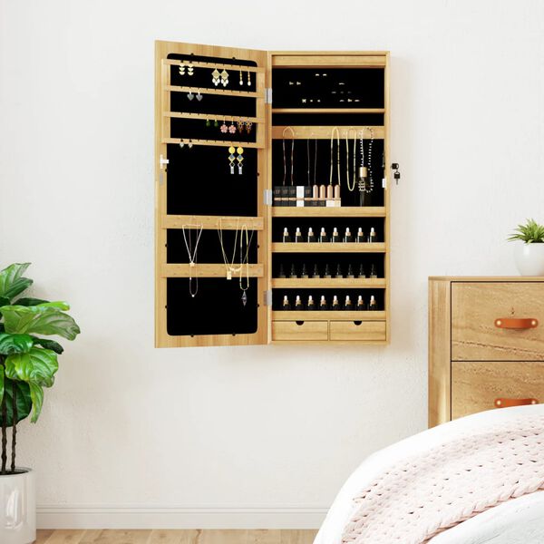 vidaXL Zidni ormarić za nakit s LED svjetlima
