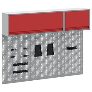 vidaXL Set ormara za alate 5 kom. Crvena Čelik s prahom premazan