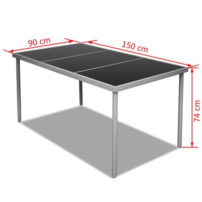 vidaXL Vrtni stol sa staklenom pločom 150 x 90 x 74 cm