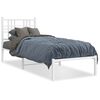 vidaXL Metalni okvir krevet bez madraca s uzglavljem bijeli 75x190 cm