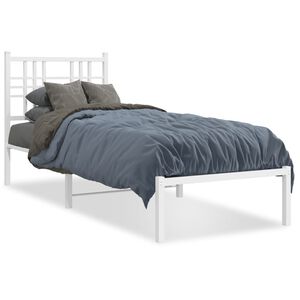vidaXL Metalni okvir krevet bez madraca s uzglavljem bijeli 75x190 cm