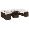 vidaXL 11-dijelni set vrtnih sofa od poliratana s jastucima smeđi