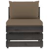 vidaXL Modularna srednja sofa s jastucima od sivo impregniranog drva