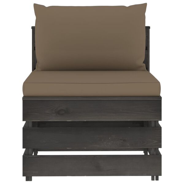 vidaXL Modularna srednja sofa s jastucima od sivo impregniranog drva